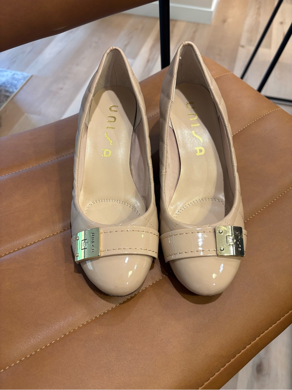 Unisa Beige Quilted Mary Jane Flats – Size 7M – NWT